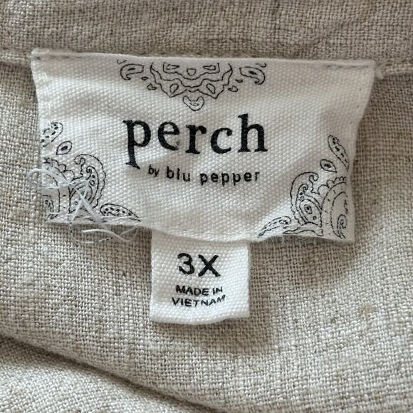 Anthropologie Perch By Blu Pepper Dress 3X Beige Linen Blend Comfort Cottage - Picture 2 of 13